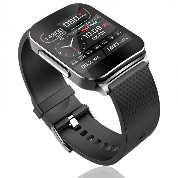 Smartwatch iSEN EP03 Negru, 1.83" IPS HD, ECG, Ritm cardiac, Presiune sanguina, Glicemie, Oxigen, Monitorizare somn, Bt v5.1, IP67, 185mAh [2]