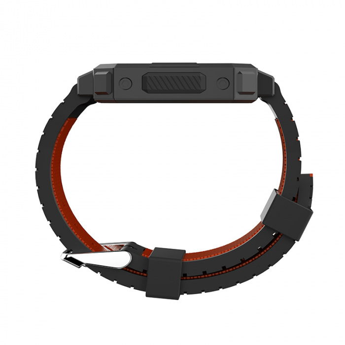 Smartwatch iSEN Watch C1 Negru cu portocaliu, IPS 1.7", Puls, Presiune sanguina, Saturatie oxigen, Monitorizare somn, Bt v5.0, IP67, 230mAh [11]