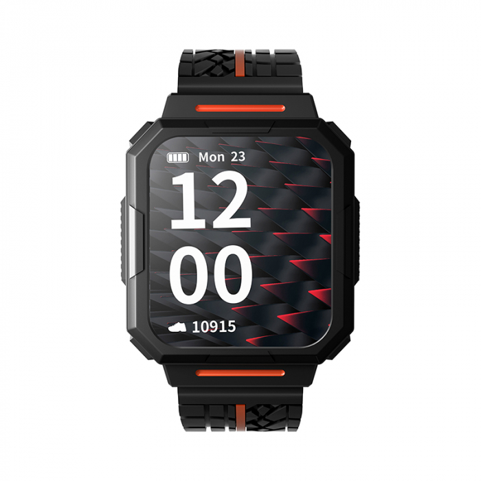Smartwatch iSEN Watch C1 Negru cu portocaliu, IPS 1.7", Puls, Presiune sanguina, Saturatie oxigen, Monitorizare somn, Bt v5.0, IP67, 230mAh [5]