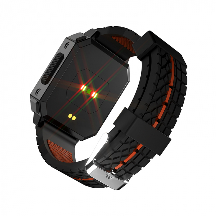 Smartwatch iSEN Watch C1 Negru cu portocaliu, IPS 1.7", Puls, Presiune sanguina, Saturatie oxigen, Monitorizare somn, Bt v5.0, IP67, 230mAh [7]