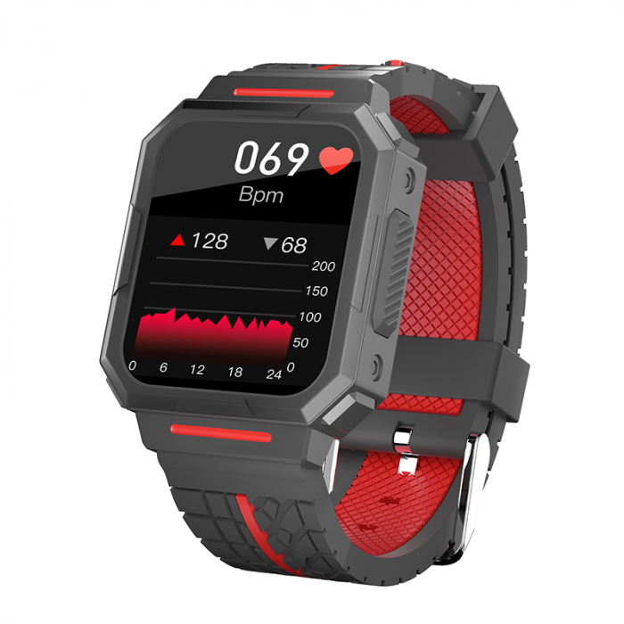 Smartwatch iSEN Watch C1 Negru, IPS 1.7", OTA, Ritm cardiac, Presiune sanguina, Saturatie oxigen, Monitorizare somn, Bt v5.0, IP67, 230mAh [10]