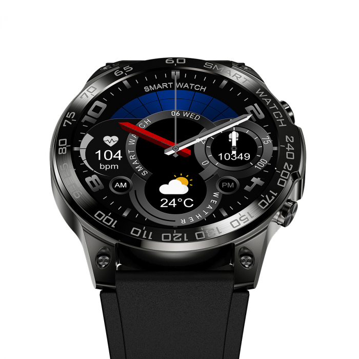 Smartwatch iSEN Watch DM50, Negru cu bratara neagra silicon, Monitorizare functii vitale, AMOLED 1.43", Bt v5.0, NFC, IP68, 400 mAh [6]