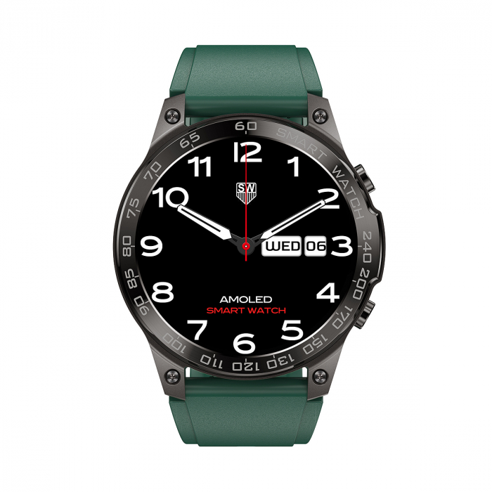 Smartwatch iSEN Watch DM50, Verde cu bratara verde silicon, Monitorizare functii vitale, AMOLED 1.43", Bt v5.0, NFC, IP68, 400 mAh [2]