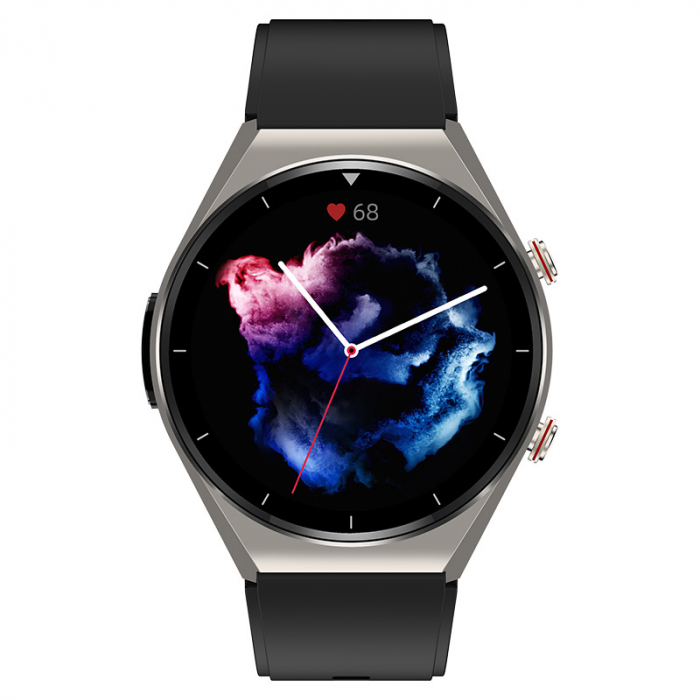 Smartwatch iSEN Watch E09, Silver cu bratara neagra din TPU, Monitorizare zahar din sange, tensiune, temperatura, somn, EKG, HR, Oximetru [4]