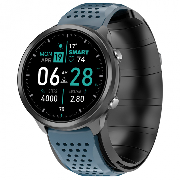 Smartwatch iSEN Watch P30 Negru cu bratara albastra din TPU, 1.3", Tensiometru cu manseta gonflabila, Temperatura, Oxigen [1]