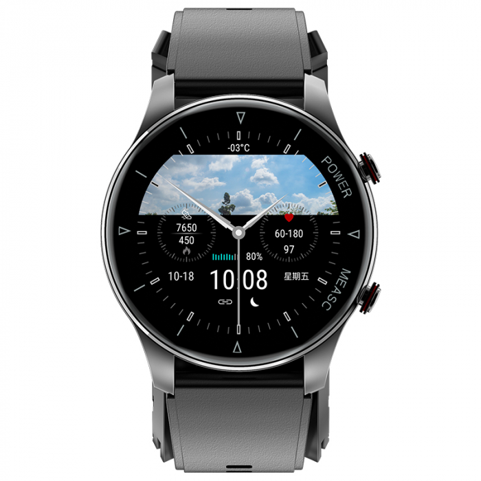 Smartwatch iSEN Watch P50 Negru cu bratara neagra din TPU, IPS 1.3", Tensiometru cu manseta gonflabila, Temperatura, Oxigen [2]