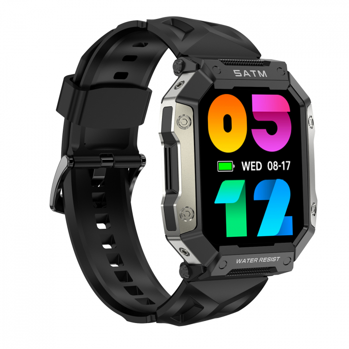 Smartwatch iSEN Watch PG333, Negru cu bratara neagra silicon, IPS 1.92", Monitorizare functii vitale, Bt v5.01, IP68, 340 mAh [3]