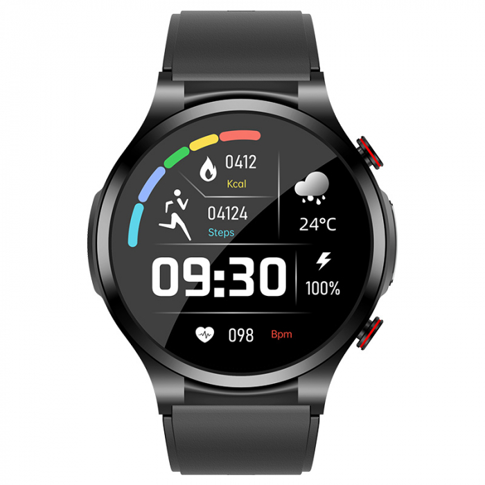 Smartwatch iSEN Watch W11, Negru cu bratara neagra de silicon, Monitorizare functii vitale, HD 1.32", Bt v5.1, IP67, 230 mAh [2]