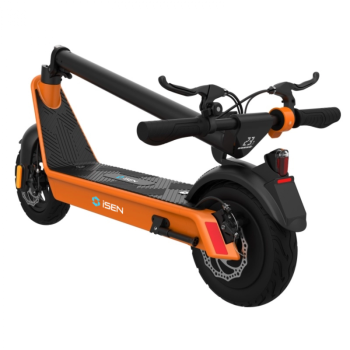 Trotineta electrica pliabila iSEN X9 Plus 2023 Orange, BT, 10 inch, 850W, autonomie maxima 65km, pana la 36km/h, baterie detasabila 15.6Ah [7]