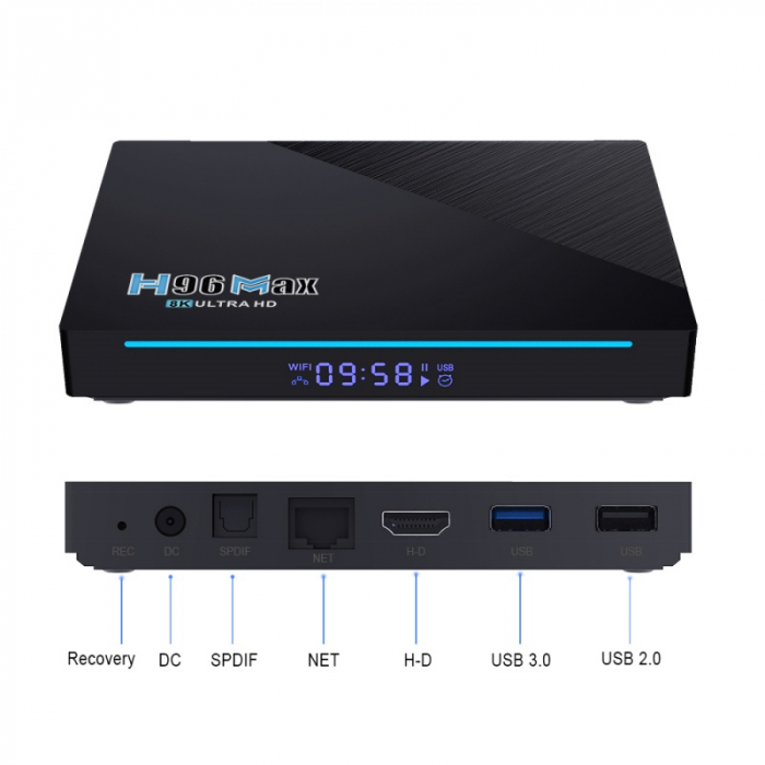 TV Box iSEN H96 MAX Pro Smart Media Player, 8K, 8GB RAM, 64GB ROM, RK3566 QuadCore, Android 11, Telecomanda cu giroscop si comanda vocala [5]