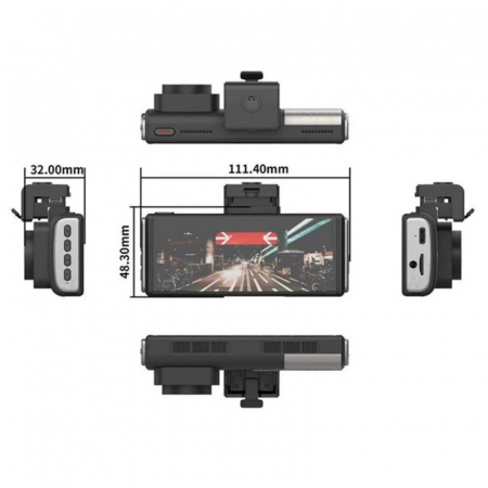 Camera auto DVR iSEN K15, 4K, Filmare 145°, GPS, Night Vision, Monitorizare parcare, WiFi, Slot memorie, Camera spate [3]