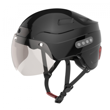 Piese si accesorii - Casca de protectie iSEN Smart Helmet, Marime L, Aerisire, Banda LED, Driving recorder integrat, Conectivitate Bluetooth, IPX5, 1500mAh