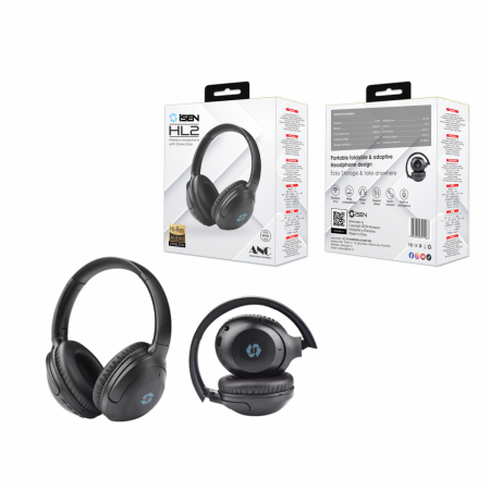 Casti wireless over-ear pliabile iSEN HL2, Negru, Bluetooth v5.3, Microfon incorporat, ANC (active noice cancelling), Bas stereo [4]