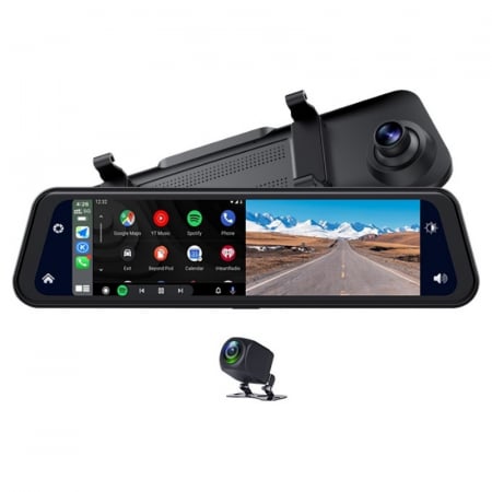 Sisteme (Camere) Supraveghere Video - Oglinda iSEN CP08 DVR, 2K, 11.88" touch screen, CarPlay si Android Auto wireless, Control vocal, Monitorizare parcare, Camera marsarier