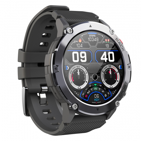 Smartwatch iSEN C21 Pro Negru, 1.32 inch, Apel bluetooth, Bluetooth 5.0, Ritm cardiac, SpO2, 19 sporturi, Ip68, 300mAh [3]