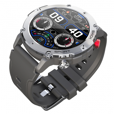 Smartwatch iSEN C21 Pro Silver, 1.32 inch, Apel bluetooth, Bluetooth 5.0, Ritm cardiac, SpO2, 19 sporturi, Ip68, 300mAh [15]