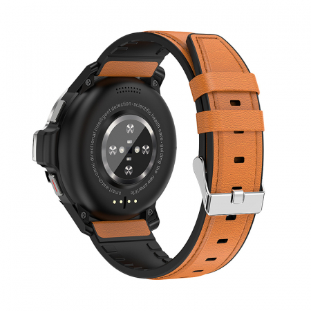Smartwatch iSEN DS30 cu bratara maro din piele, 4G, IPS 1.6", 4GB RAM, 64GB ROM, Android 9.1, QuadCore dual chip, GPS, IP67, 1050mAh [3]