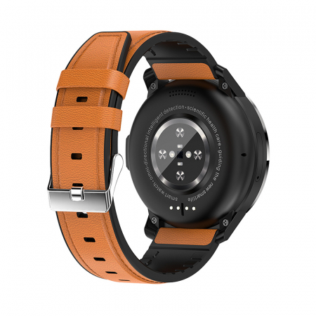 Smartwatch iSEN DS30 cu bratara maro din piele, 4G, IPS 1.6", 4GB RAM, 64GB ROM, Android 9.1, QuadCore dual chip, GPS, IP67, 1050mAh [4]
