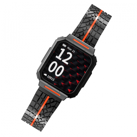 Smartwatch iSEN Watch C1 Negru cu portocaliu, IPS 1.7", Puls, Presiune sanguina, Saturatie oxigen, Monitorizare somn, Bt v5.0, IP67, 230mAh [12]