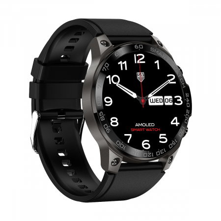 Smartwatch iSEN Watch DM50, Negru cu bratara neagra silicon, Monitorizare functii vitale, AMOLED 1.43", Bt v5.0, NFC, IP68, 400 mAh [2]