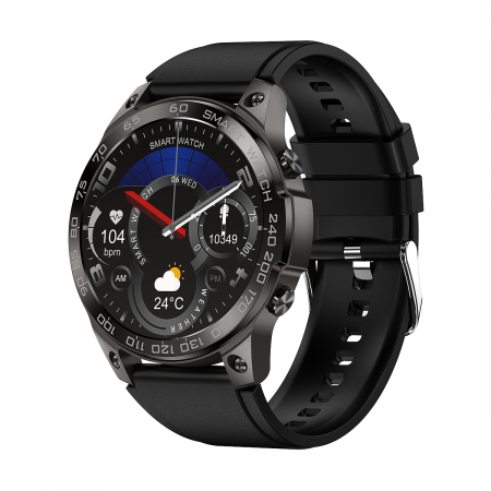Smartwatch iSEN Watch DM50, Negru cu bratara neagra silicon, Monitorizare functii vitale, AMOLED 1.43", Bt v5.0, NFC, IP68, 400 mAh [9]