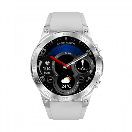 Smartwatch iSEN Watch DM50, Silver cu bratara silver silicon, Monitorizare functii vitale, AMOLED 1.43", Bt v5.0, NFC, IP68, 400 mAh [1]