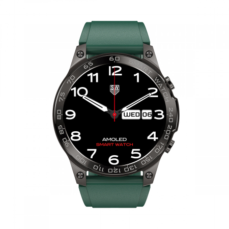 Smartwatch iSEN Watch DM50, Verde cu bratara verde silicon, Monitorizare functii vitale, AMOLED 1.43", Bt v5.0, NFC, IP68, 400 mAh [1]