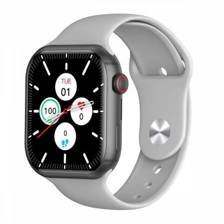 iSEN - Smartwatch iSEN Watch DM60, negru cu bratara gri silicon, 4G, 2.02" HD, 4GB RAM + 64GB ROM, android 8.1, Bt v4.2, nanoSIM, IP67, 800 mAh