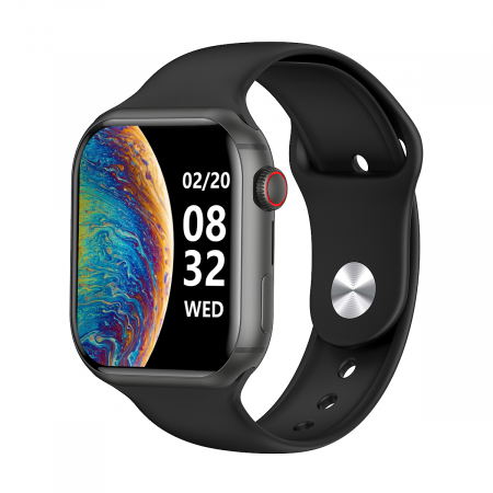 iSEN - Smartwatch iSEN Watch DM60, negru cu bratara neagra silicon, 4G, 2.02" HD, 4GB RAM + 64GB ROM, android 8.1, Bt v4.2, nanoSIM, IP67, 800 mAh