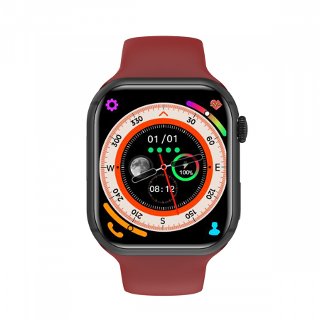 Smartwatch iSEN Watch DM60, negru cu bratara rosie silicon, 4G, 2.02" HD, 4GB RAM + 64GB ROM, android 8.1, Bt v4.2, nanoSIM, IP67, 800 mAh [2]