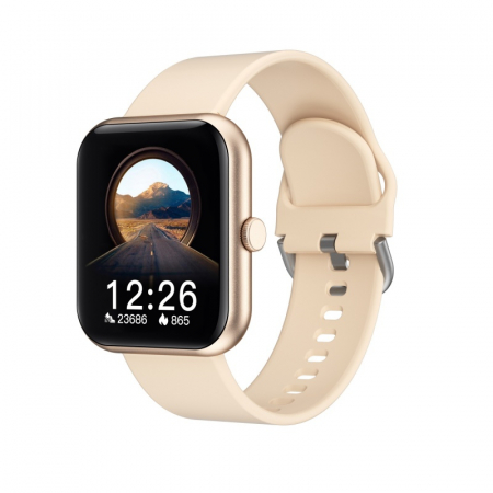iSEN - Smartwatch iSEN Watch i8 Gold, IPS 1.7", Ritm cardiac, Presiune sanguina, Saturatie oxigen, Contor calorii, Bluetooth v5.0, IP67, 230mAh