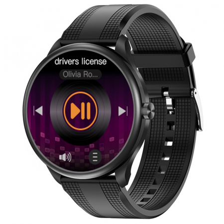 Noutati - Smartwatch iSEN Watch M3 Negru cu bratara neagra din TPU, 1.3" Touchscreen, Bt Call, IP68, 240mAh, HR, Tensiune, Notificari, Muzica