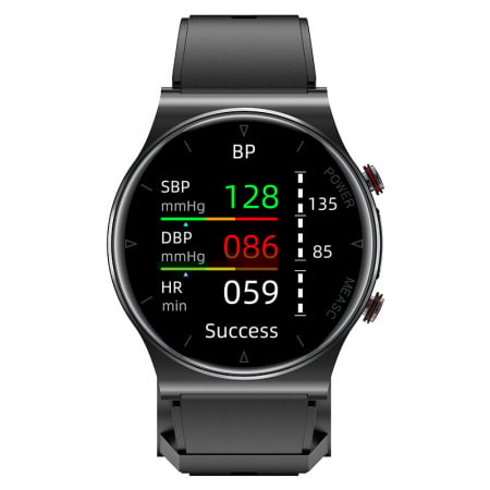 Smartwatch iSEN Watch P70 Negru cu bratara neagra din TPU, 1.32" HD, Tensiometru cu manseta gonflabila, EKG, HR, Temperatura, Oxigen SpO2 [2]