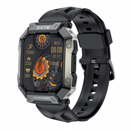 Bratari si Ceasuri Sport - Smartwatch iSEN Watch PG333, Negru cu bratara neagra silicon, IPS 1.92", Monitorizare functii vitale, Bt v5.01, IP68, 340 mAh