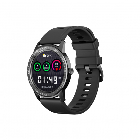 iSEN - Smartwatch iSEN Watch Q669, Negru cu bratara neagra silicon, Monitorizare functii vitale, IPS 1.28", Bt v5.0, IP67, 180 mAh