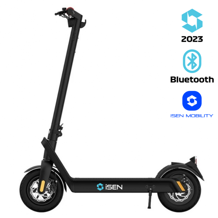 Trotinete - Trotineta electrica pliabila iSEN X9 Plus 2023 Negru, BT, 10 inch, 850W, autonomie maxima 65km, pana la 36km/h, baterie detasabila 15.6Ah