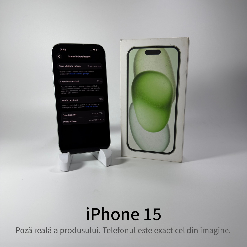 iPhone 15 128GB Green Grad A • Second Hand • GARANȚIE 2 ANI [5]