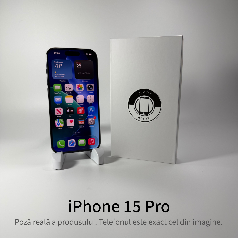 iPhone 15 Pro 256GB Black Grad A • Second Hand • GARANȚIE 2 ANI [2]