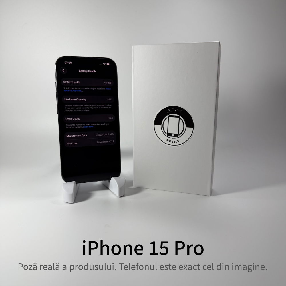 iPhone 15 Pro 256GB Black Grad A • Second Hand • GARANȚIE 2 ANI [5]