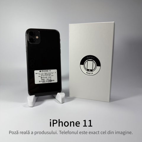 Telefoane - iPhone 11 64GB Black Grad A- • Second Hand • GARANȚIE 2 ANI