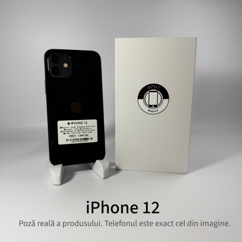 iPhone - iPhone 12 128GB Black Grad A – Second Hand - GARANȚIE 2 ANI