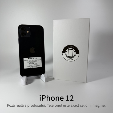 iPhone - iPhone 12 128GB Black Grad A- • Second Hand • GARANȚIE 2 ANI