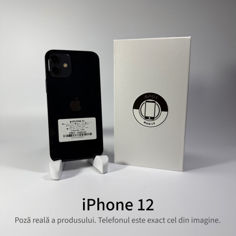 Telefoane - iPhone 12 64GB Black Grad A • Second Hand • GARANȚIE 2 ANI