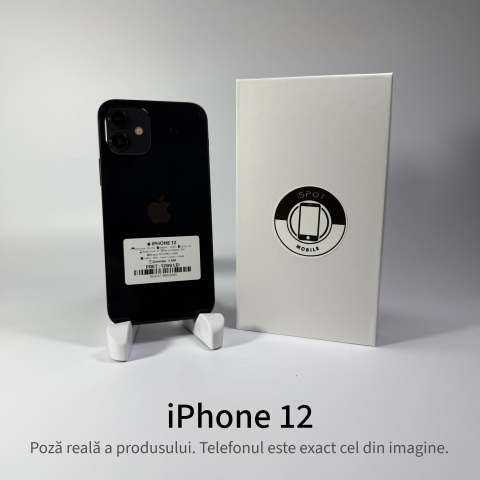 Telefoane - iPhone 12 64GB Black Grad A • Second Hand • GARANȚIE 2 ANI