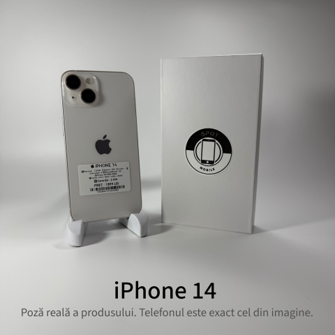 iPhone 14 - iPhone 14 128GB Starlight Grad A • Second Hand • GARANȚIE 2 ANI