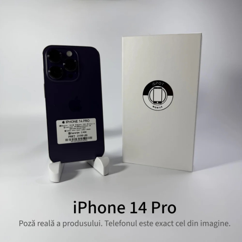 Telefoane - iPhone 14 Pro 128GB Deep Purple Grad A/B – Second Hand – GARANȚIE 2 ANI