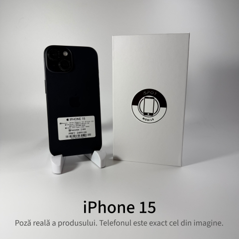 iPhone - iPhone 15 128GB Black Grad A • Second Hand • GARANȚIE 2 ANI