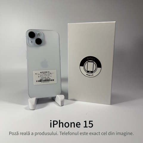 Telefoane - iPhone 15 128GB Blue Grad A • Second Hand • GARANȚIE 2 ANI