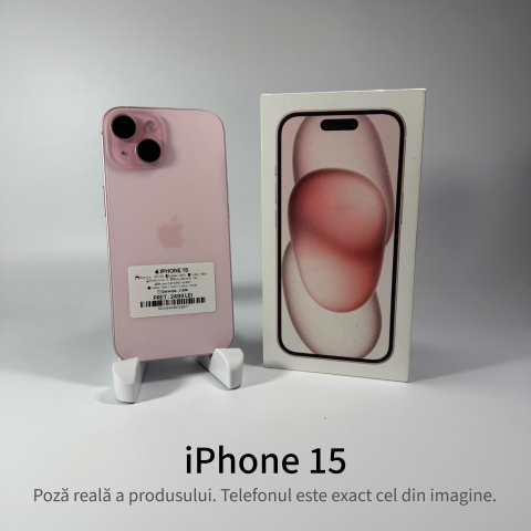 Telefoane - iPhone 15 128GB Pink Grad A • Second Hand • GARANȚIE 2 ANI