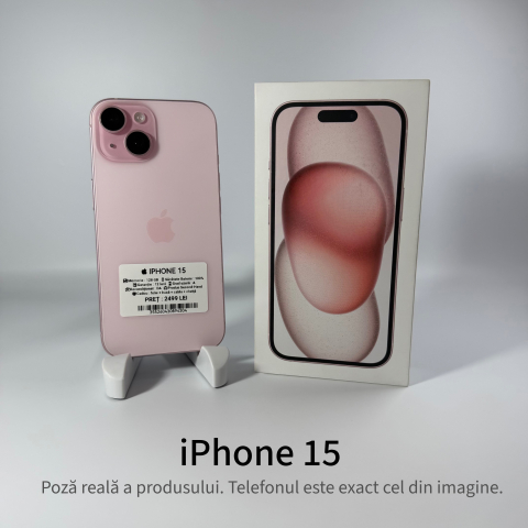 iPhone - iPhone 15 128GB Pink Grad A – Second Hand - GARANȚIE 2 ANI